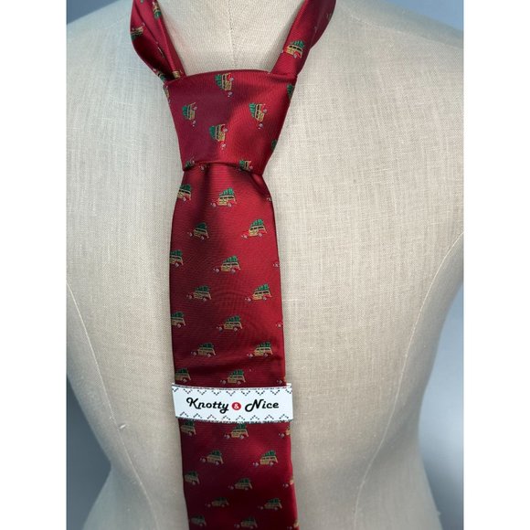 Knotty and Nice Woody Van Christmas Tie OS Red Christmas Polyester - Picture 13 of 16